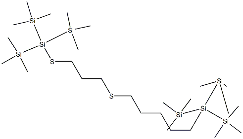 Tris(trimethylsilyl)[5-[3-[tris(trimethylsilyl)silylthio]propylthio]pentyl]silane Struktur