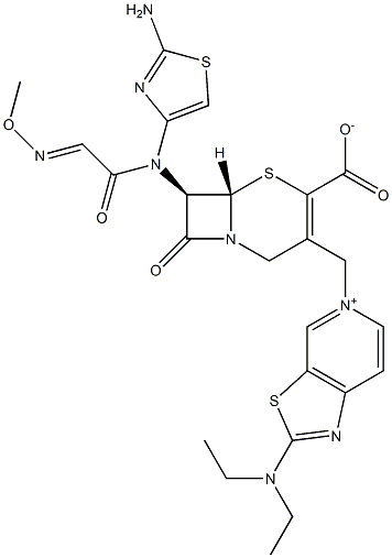 (7R)-7-[(2-Amino-4-thiazolyl)(methoxyimino)acetylamino]-3-[[(2-diethylaminothiazolo[5,4-c]pyridin-5-ium)-5-yl]methyl]cepham-3-ene-4-carboxylic acid Struktur