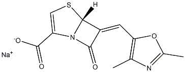 (5R)-7-Oxo-6-[(2,4-dimethyloxazol-5-yl)methylene]-4-thia-1-azabicyclo[3.2.0]hept-2-ene-2-carboxylic acid sodium salt Struktur