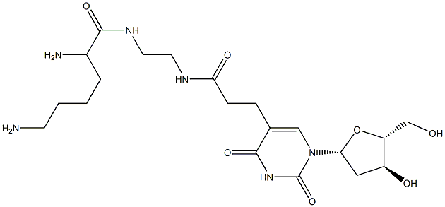 5-[3-[[2-[(2,6-Diamino-1-oxohexyl)amino]ethyl]amino]-3-oxopropyl]-2'-deoxyuridine Struktur