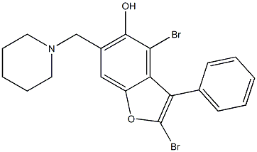 2,4-Dibromo-3-phenyl-6-(piperidinomethyl)benzofuran-5-ol Struktur