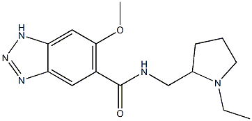 (-)-N-[(1-Ethyl-2-pyrrolidinyl)methyl]-6-methoxy-1H-benzotriazole-5-carboxamide Struktur