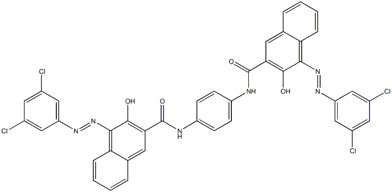 1,4-Bis[1-[(3,5-dichlorophenyl)azo]-2-hydroxynaphthalen-3-ylcarbonylamino]benzene Struktur