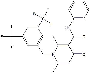 1-[3,5-Bis(trifluoromethyl)benzyl]-1,4-dihydro-2,6-dimethyl-N-phenyl-4-oxopyridine-3-carboxamide Struktur