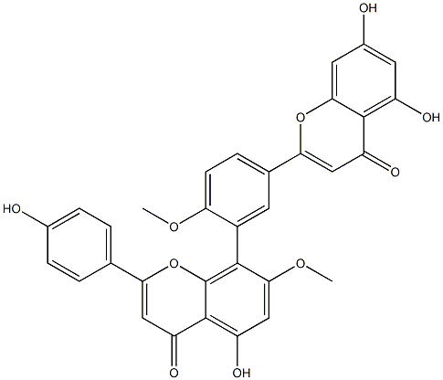 8-[5-(5,7-Dihydroxy-4-oxo-4H-1-benzopyran-2-yl)-2-methoxyphenyl]-5-hydroxy-2-(4-hydroxyphenyl)-7-methoxy-4H-1-benzopyran-4-one Struktur