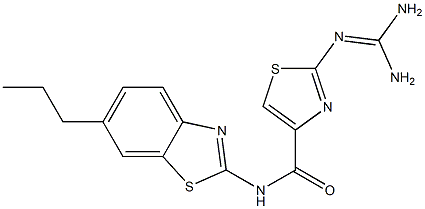 2-(Diaminomethyleneamino)-N-(6-propyl-2-benzothiazolyl)thiazole-4-carboxamide Struktur