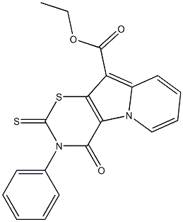 3,4-Dihydro-4-oxo-2-thioxo-3-phenyl-2H-1,3-thiazino[6,5-b]indolizine-10-carboxylic acid ethyl ester Struktur