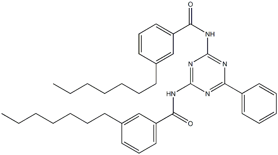 N,N'-(6-Phenyl-1,3,5-triazine-2,4-diyl)bis(3-heptylbenzamide) Struktur