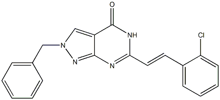 6-(o-Chlorostyryl)-2-benzyl-2H-pyrazolo[3,4-d]pyrimidin-4(5H)-one Struktur