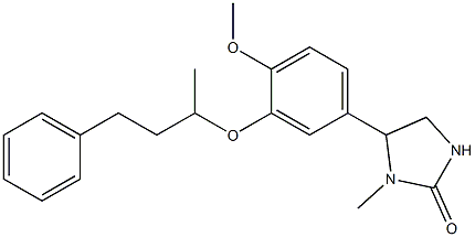 3-Methyl-4-[3-(1-methyl-3-phenylpropyloxy)-4-methoxyphenyl]-2-imidazolidone Struktur