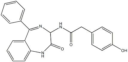 N-[(2,3-Dihydro-2-oxo-5-phenyl-1H-1,4-benzodiazepin)-3-yl]-(4-hydroxyphenyl)acetamide Struktur