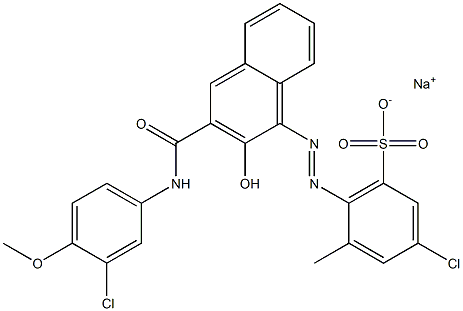 3-Chloro-5-methyl-6-[[3-[[(3-chloro-4-methoxyphenyl)amino]carbonyl]-2-hydroxy-1-naphtyl]azo]benzenesulfonic acid sodium salt Struktur