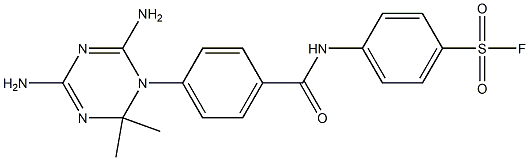 2,4-Diamino-6,6-dimethyl-5,6-dihydro-5-[4-[(4-fluorosulfonylphenyl)aminocarbonyl]phenyl]-1,3,5-triazine Struktur