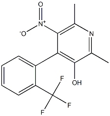 2,6-Dimethyl-5-nitro-4-[2-(trifluoromethyl)phenyl]-3-pyridinol Struktur