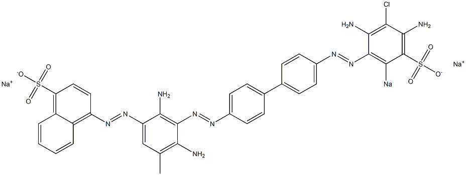 4-[[2,4-Diamino-3-[[4'-[(2,4-diamino-3-chloro-6-sodiosulfophenyl)azo]-1,1'-biphenyl-4-yl]azo]-5-methylphenyl]azo]naphthalene-1-sulfonic acid sodium salt Struktur