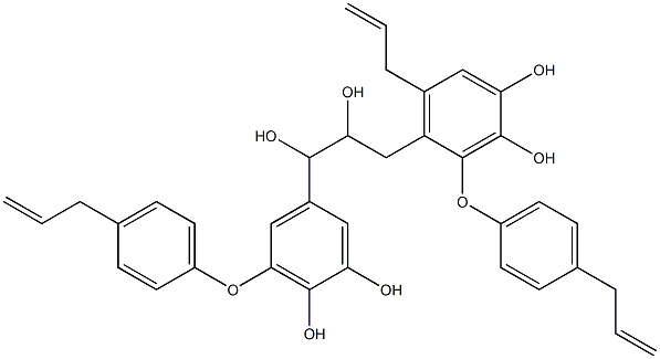 4-[2,3-Dihydroxy-3-[3,4-dihydroxy-5-[4-(2-propenyl)phenoxy]phenyl]propyl]-5-(2-propenyl)-3-[4-(2-propenyl)phenoxy]benzene-1,2-diol Struktur