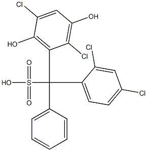 (2,4-Dichlorophenyl)(2,5-dichloro-3,6-dihydroxyphenyl)phenylmethanesulfonic acid Struktur