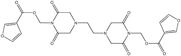 4,4'-Ethylenebis(2,6-dioxopiperazine-1-methanol)bis(3-furancarboxylate) Struktur