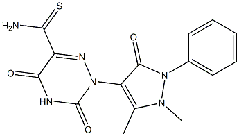 1-[(2,5-Dihydro-2,3-dimethyl-5-oxo-1-phenyl-1H-pyrazol)-4-yl]-5-thiocarbamoyl-6-azauracil Struktur