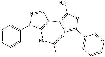 4-(5-Acetylamino-1-phenyl-1H-pyrazol-4-yl)-5-amino-2-phenyloxazole Struktur