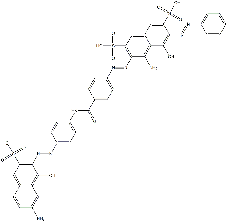 4-Amino-3-[[4-[[[4-[(7-amino-1-hydroxy-3-sulfo-2-naphthalenyl)azo]phenyl]amino]carbonyl]phenyl]azo]-5-hydroxy-6-(phenylazo)-2,7-naphthalenedisulfonic acid Struktur