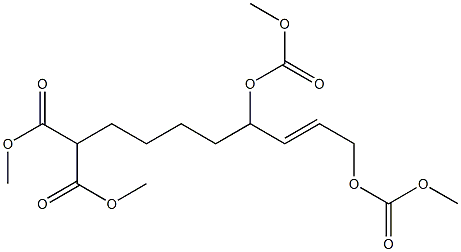 (8E)-2-Methoxycarbonyl-7,10-bis(methoxycarbonyloxy)-8-decenoic acid methyl ester Struktur