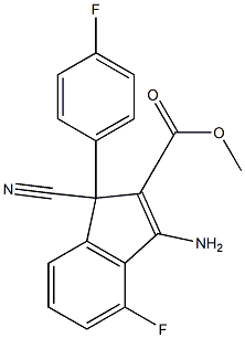 3-Amino-1-cyano-4-fluoro-1-(4-fluorophenyl)-1H-indene-2-carboxylic acid methyl ester Struktur