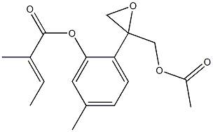 2-(2-Acetoxymethyloxiranyl)-5-methylphenol 2-methyl-2-butenoate Struktur