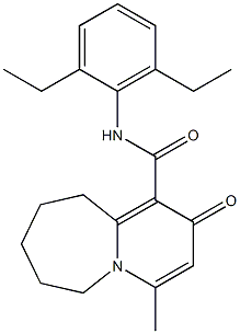 N-(2,6-Diethylphenyl)-4-methyl-2-oxo-2,6,7,8,9,10-hexahydropyrido[1,2-a]azepine-1-carboxamide Struktur