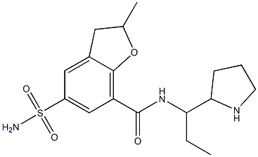 2,3-Dihydro-2-methyl-5-(aminosulfonyl)-N-[1-ethyl-2-pyrrolidinylmethyl]benzofuran-7-carboxamide Struktur