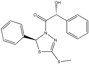 (2S)-2,3-Dihydro-5-(methylthio)-3-[(2R)-2-hydroxy-2-phenylacetyl]-2-(phenyl)-1,3,4-thiadiazole Struktur