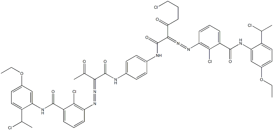 3,3'-[2-(2-Chloroethyl)-1,4-phenylenebis[iminocarbonyl(acetylmethylene)azo]]bis[N-[2-(1-chloroethyl)-5-ethoxyphenyl]-2-chlorobenzamide] Struktur