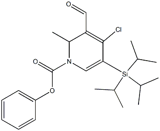 3-Formyl-4-chloro-1,2-dihydro-5-(triisopropylsilyl)-2-methylpyridine-1-carboxylic acid phenyl ester Struktur