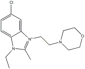 5-Chloro-1-ethyl-2-methyl-3-(2-morpholinoethyl)-1H-benzimidazol-3-ium Struktur