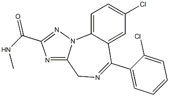 2-Methylcarbamoyl-8-chloro-6-(2-chlorophenyl)-4H-[1,2,4]triazolo[1,5-a][1,4]benzodiazepine Struktur