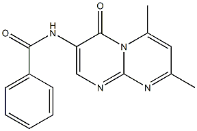 3-Benzoylamino-6,8-dimethyl-4H-pyrimido[1,2-a]pyrimidin-4-one Struktur