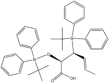 (2R,3S,4E)-2-[[Diphenyl(tert-butyl)silyl]oxy]-3-[diphenyl(tert-butyl)silyl]-4-hexenoic acid Struktur