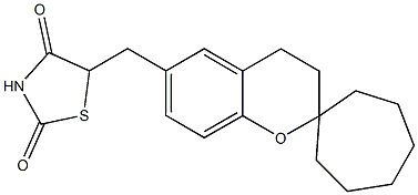 5-[(3,4-Dihydrospiro[2H-1-benzopyran-2,1'-cycloheptan])-6-ylmethyl]thiazolidine-2,4-dione Struktur