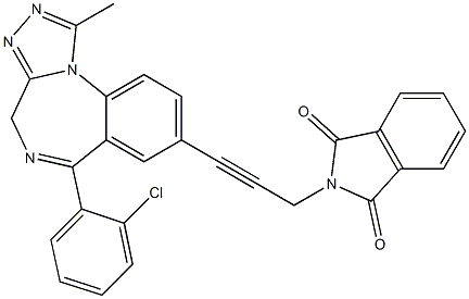 1-Methyl-6-(2-chlorophenyl)-8-[3-[(2,3-dihydro-1,3-dioxo-1H-isoindol)-2-yl]-1-propynyl]-4H-[1,2,4]triazolo[4,3-a][1,4]benzodiazepine Struktur