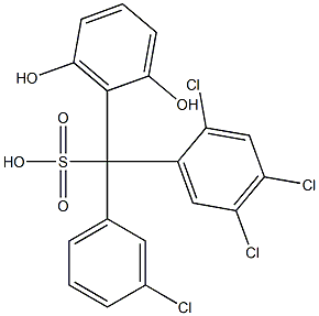 (3-Chlorophenyl)(2,4,5-trichlorophenyl)(2,6-dihydroxyphenyl)methanesulfonic acid Struktur