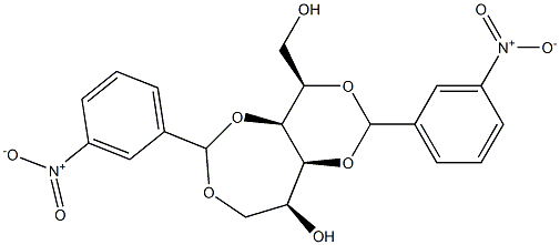 2-O,4-O:3-O,6-O-Bis(3-nitrobenzylidene)-L-glucitol Struktur