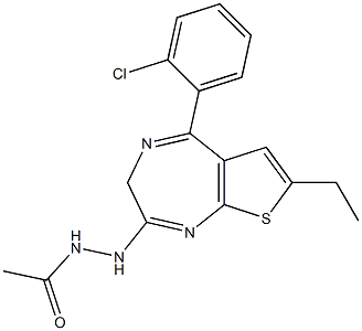 2-(2-Acetylhydrazino)-5-(o-chlorophenyl)-7-ethyl-3H-thieno[2,3-e]-1,4-diazepine Struktur