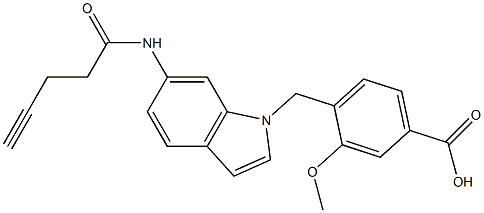 4-[6-(1-Oxo-4-pentyn-1-ylamino)-1H-indol-1-ylmethyl]-3-methoxybenzoic acid Struktur