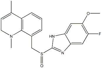 1,2-Dihydro-1,4-dimethyl-8-[(5-fluoro-6-methoxy-1H-benzimidazol-2-yl)sulfinylmethyl]quinoline Struktur