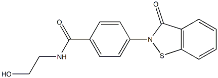 4-[(2,3-Dihydro-3-oxo-1,2-benzisothiazol)-2-yl]-N-(2-hydroxyethyl)benzamide Struktur