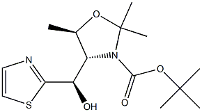 (4R,5R)-2,2,5-Trimethyl-4-[(R)-(2-thiazolyl)hydroxymethyl]oxazolidine-3-carboxylic acid tert-butyl ester Struktur