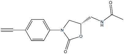 (5S)-5-Acetylaminomethyl-3-[4-ethynylphenyl]oxazolidin-2-one Struktur