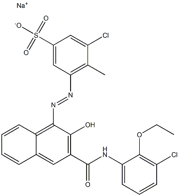 3-Chloro-4-methyl-5-[[3-[[(3-chloro-2-ethoxyphenyl)amino]carbonyl]-2-hydroxy-1-naphtyl]azo]benzenesulfonic acid sodium salt Struktur