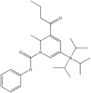 3-Butyryl-1,2-dihydro-5-(triisopropylsilyl)-2-methylpyridine-1-carboxylic acid phenyl ester Struktur