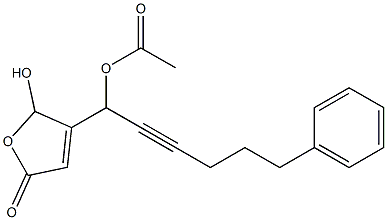 Acetic acid 1-[(2,5-dihydro-2-hydroxy-5-oxofuran)-3-yl]-6-phenyl-2-hexynyl ester Struktur